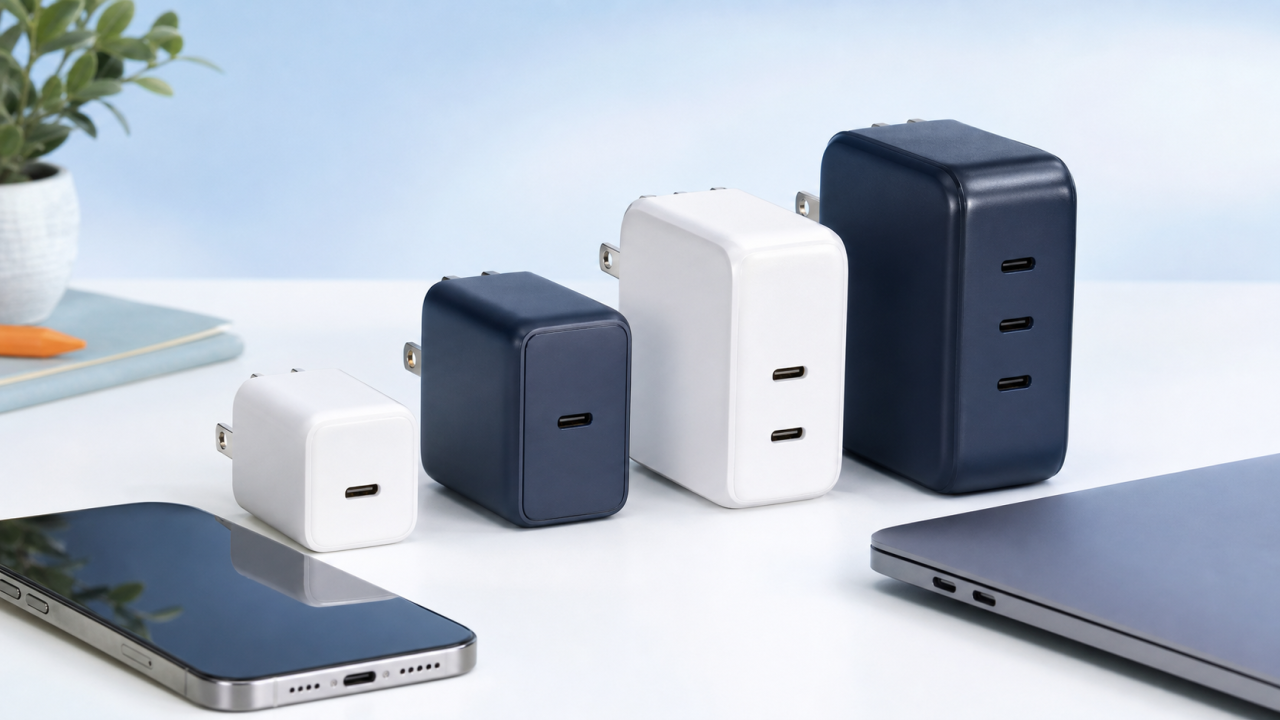 出力とポート数が異なるUSB-C充電器4台